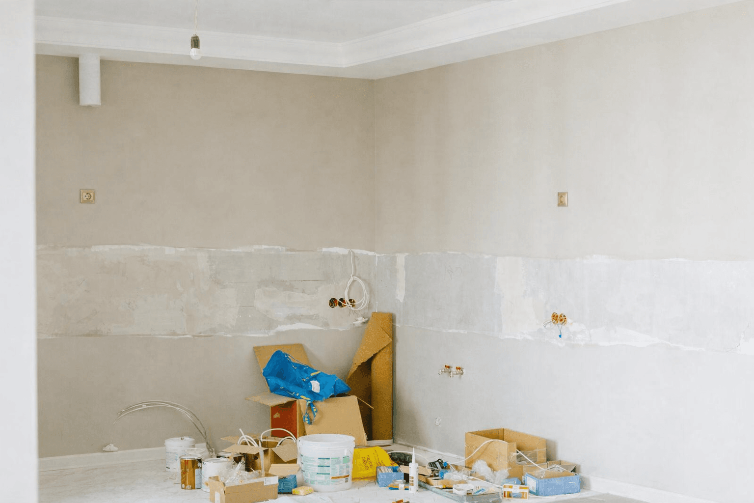 Professional plastering work in progress